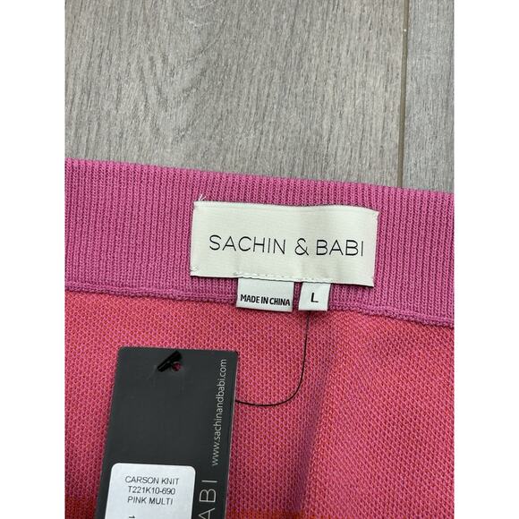 NWT Sachin & Babi Carson Knit Skirt Pink Orange Striped Midi Skirt Size Large - Picture 5 of 10